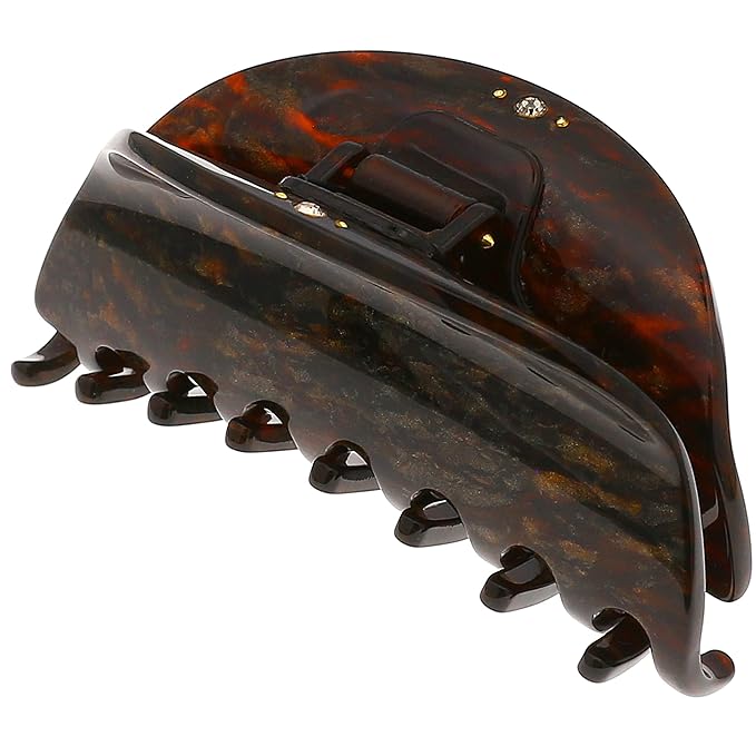Camila Paris CP2961 French Hair Ponytail Holders Ties, Flower, Handmade, Brown, Strong Hold Grip Hair Clips for Women, No Slip and Durable Styling Girls Hair Accessories, Made in France