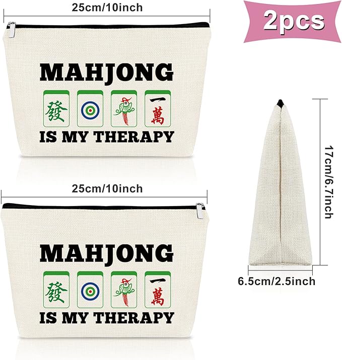 Sazuwu Mahjong Gifts for Women 2PCS Makeup Bag Gifts for Mahjong Players Mahjong Themed Gifts Cosmetic Bag Mahjong Gifts Funny Happiness Gifts for Mahjong Lover Retirement Gift Birthday