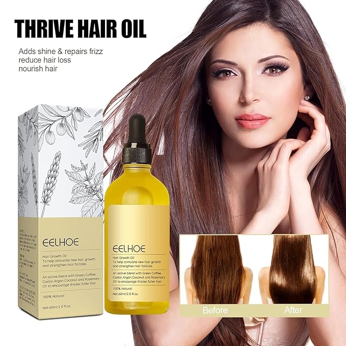 Carvenchi Veganic Natural Hair Growth Oil with Rosemary Scent, for Dry Damaged and Thin Hair, Colorless 2PC, 4 Fl Oz, Unisex