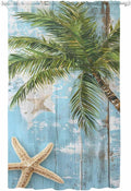 Sheer Curtains 84 Inches Long, Coastal Beach Blue Semi Sheer Curtains Light by Unknown