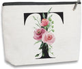 Initial Makeup Bag, Personalized Gifts for Women, Bridesmaid Gifts, Birthday Gifts for Women Mom, Gifts for Best Friend, Bride Bridesmaid Cosmetic bag (Letter T)