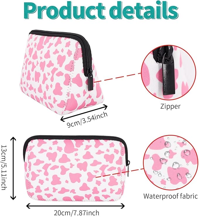 Cosmetic Bag Waterproof Neoprene Zipper Pouch Travel Portable Toiletry Makeup Bags Organizer Case for Women and Girls