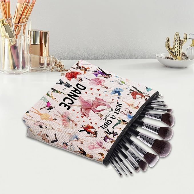 Dance Gifts Dance Makeup Bag, Dance Recital Gifts for Dancer, Birthday Gifts for Dance Lover Teacher Women, Dance Stuff Cosmetic Bag Toiletry Bag Pouch