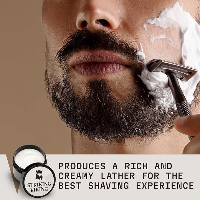 Striking Viking Men's Shaving Cream - 5.3 oz, Unscented - Sensitive Skin & Travel Shave Cream