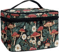 JoyLamoria Bright Mushroom Daisy Travel Makeup Bag Portable Cute Brush Bag Toiletry Bag for Women
