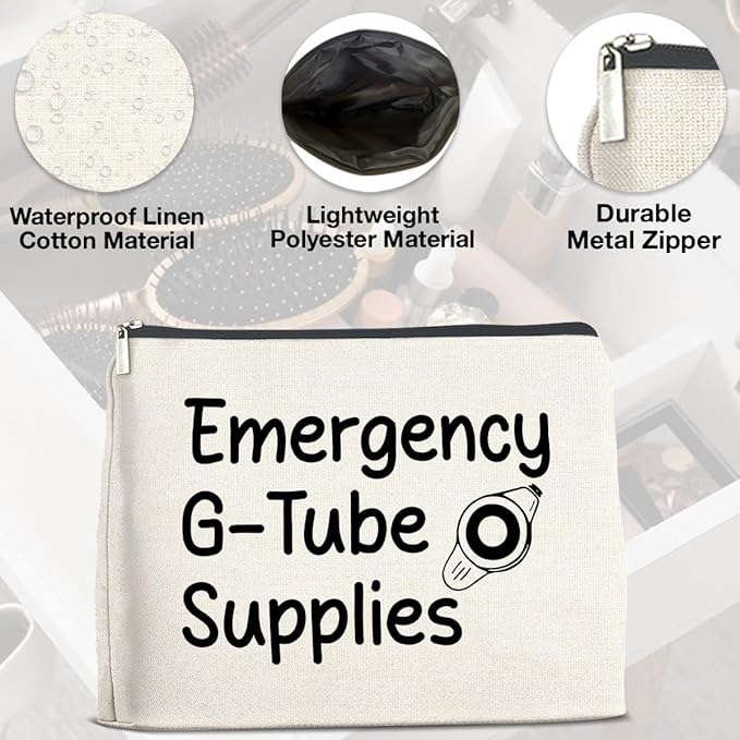 Emergency G-Tube Supplies Cosmetic Bag Gifts for Dietician Nurse Makeup Bag Zipper Makeup Pouch Critical Care Nursing Gift