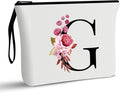 Vavabox A-Z Personalized Makeup Bag, Birthday Gifts for Women Mom, Gifts for Best Friend, Bride Bridesmaid Cosmetic bag (G, White)