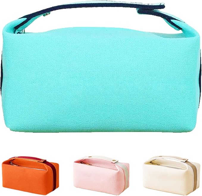 Travel Makeup Bag, Waterproof Canvas Cosmetic Bag Make Up Organizer Case for Women, Large Toiletry Bag Skincare Pouch for Toiletries Accessories Brushes
