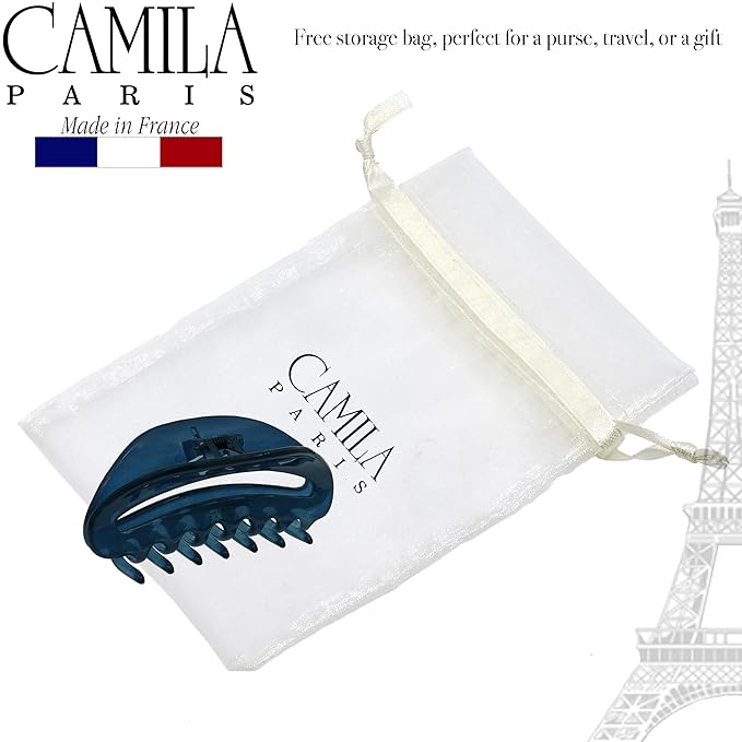 Camila Paris CP3125 French Hair Clip for Women, Blue, Girls Hair Claw Clip Jaw Fashion Durable and Styling Hair Accessories for Women, Luxury Ladies Strong Hold No Slip Grip Clamp, Made in France