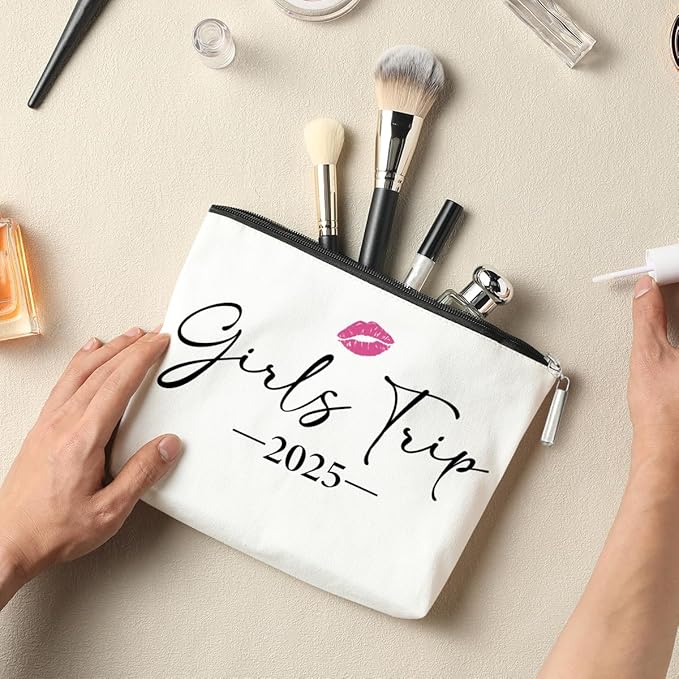 4 PCS Girls Trip Gifts Favors 2025 Girls Weekend Gifts for Women Bestie Gifts Friend Gifts Girls Trip Favors for Sister Females Friendship Holiday Vacation Makeup Bag Weekend Bags for Women