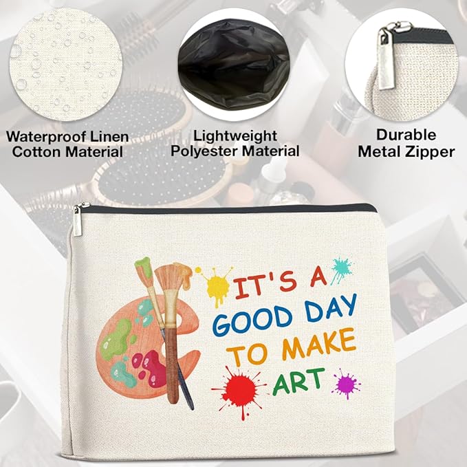 Art Teacher Makeup Bag - Art Lover Gifts for Women Artist & Teacher, Cosmetic Bag With Zipper Makeup Pouch