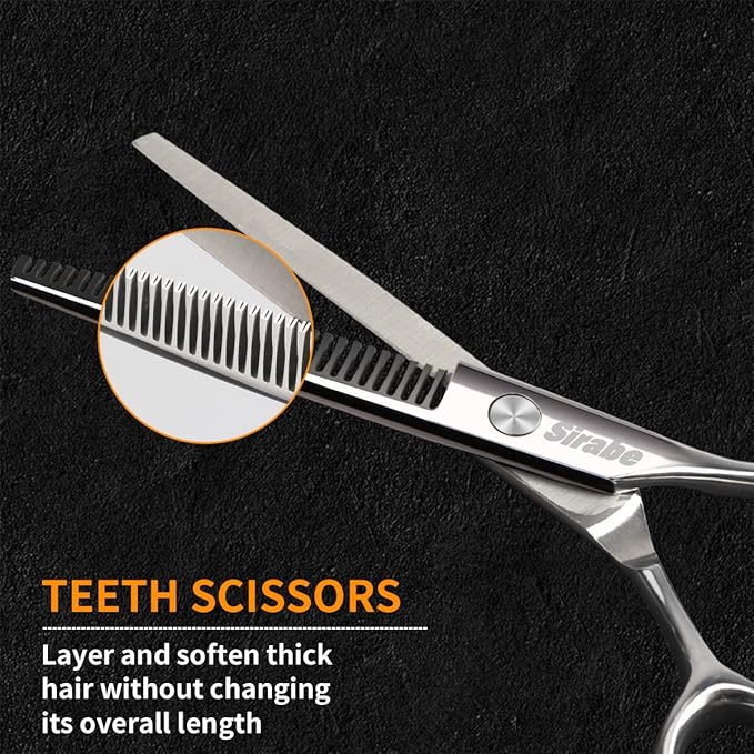 Hair Cutting Scissors Thinning Shears Kit, 6.5 inch Professional Haircut Scissors for Beard Trimming Shaping with Comb Case, Hairdressing Shears Set