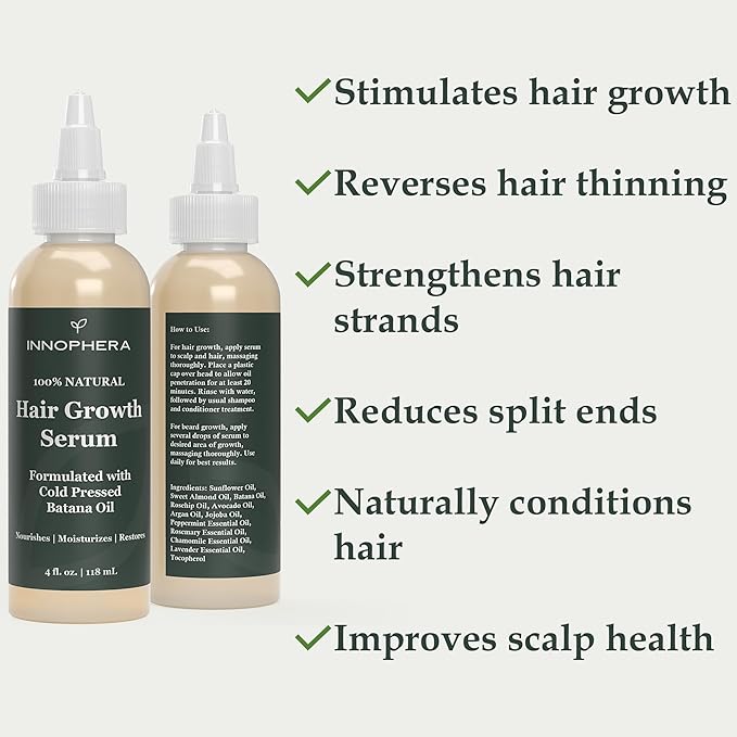 Batana Oil Hair Growth & Scalp Serum ‒ With Jojoba, Argan, Rosemary & Lavender Oils ‒ Natural Vegan Thickening, Moisturizing & Strengthening Serum ‒ 4 fl. oz.