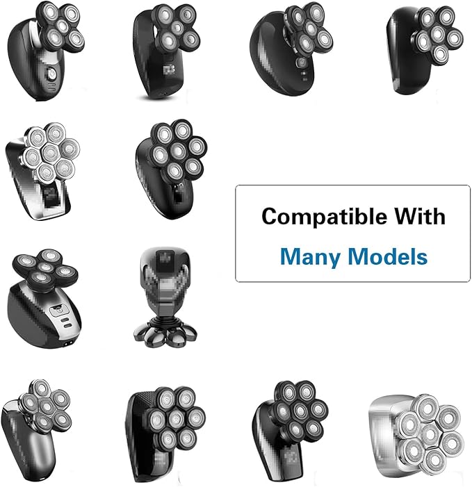 7 Blade Replacement Heads,Bald Shaver Replacement Heads Rotary Shaver for Bald Men Replacement Blade Beard Universal Fast Double Ring Hair Trimmer for 5 6 7 Head Electric Shaver