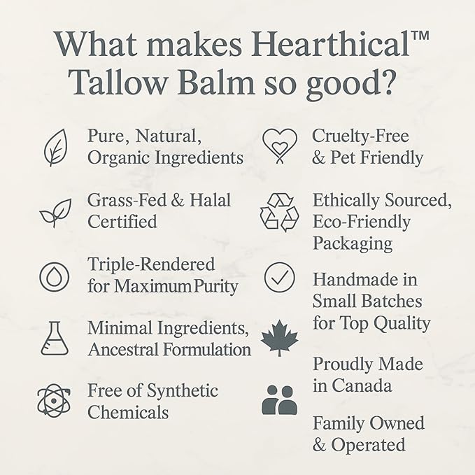 Halal Grass Fed Beef Tallow For Skin – 70g Organic Beef Tallow Moisturizer – Beef Tallow Face Moisturizer & Beef Tallow Face Cream – Pure Beef Tallow Balm with Lavender & Cedarwood