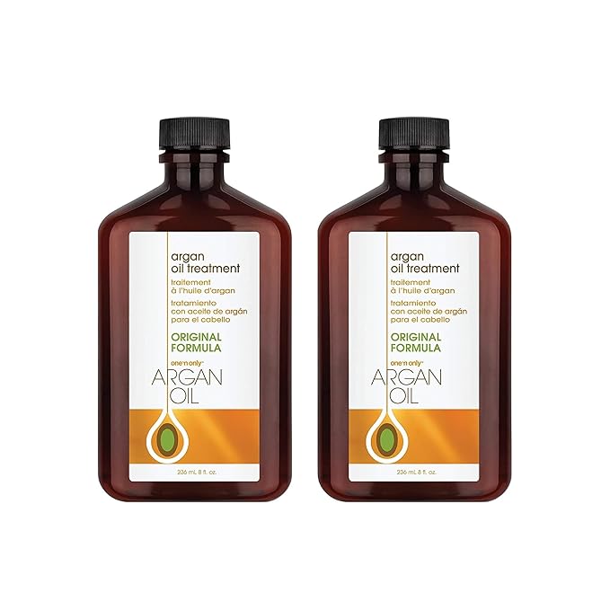 One n Only Argan Oil Hair Treatment - Lightweight & Hydrating Hair Oil for Natural, Wigs & Extensions - Shine Enhancing, Heat Protectant & Frizz Control (8 oz, 2pk)