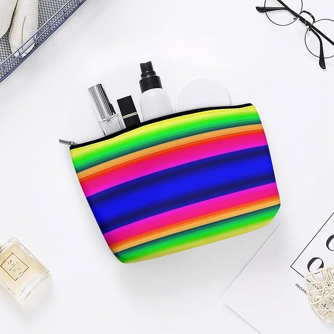 Women's Fashion Zipper Cosmetic Case, Portable Makeup Case, Personality Toiletry Bag, Travel Cosmetic Toiletry Bag Colorful Mexican Blanket Stripes