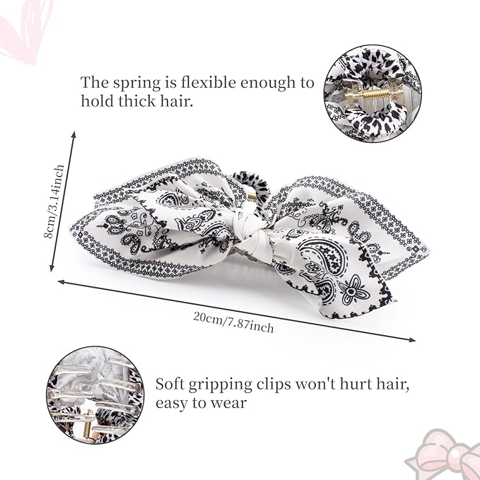 Bow Claw Clips Bow Hair Clips White 1PCS Big Hair Bows for Women Butterfly for Styling Large Hair Clips for Thick Hair for Girls Hair Accessories for Teens