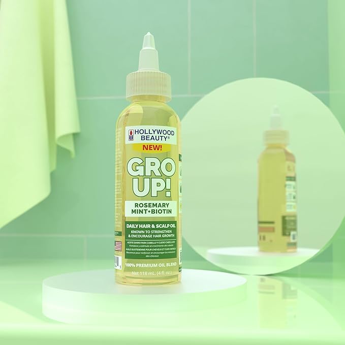 Hollywood Beauty Gro Up! Daily Hair & Scalp Oil with Rosemary, Mint, and Biotin, 4 fl oz