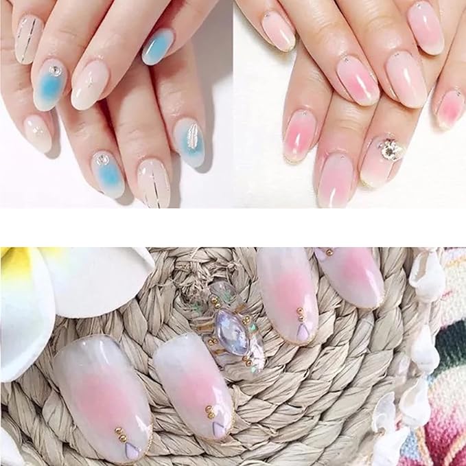 WOKOTO 3 Pcs Nail Ombre Brushes For Nail Art Brushes Set With 8 Addtional Nail Sponges Set Ombre Nail Brushes For Acrylic Application Gradient Gel Ombre Brushes Nails Nail Acrylic Brushes Set