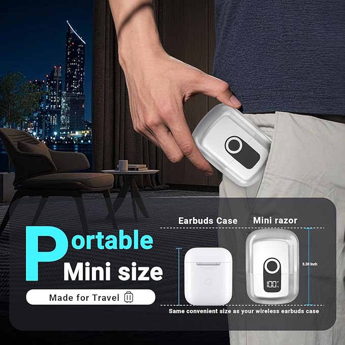 Electric Foil Shavers for Men: Mini Electric Razor, Foil Shaver for Face, IPX7 Waterproof Wet Dry Cordless Razor with 3 Floating Blades, LED Display for Travel & Home, USB Type C