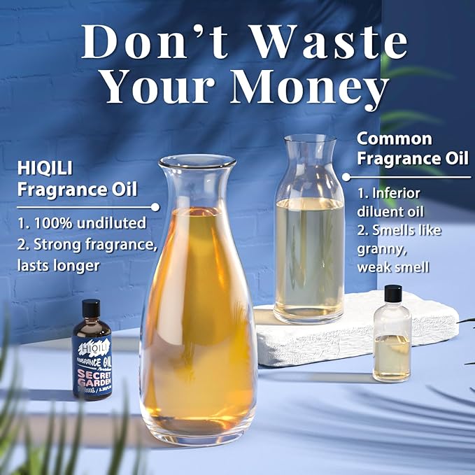 HIQILI Secret Garden Fragrance Oil 100ml for Diffuser Car Freshies, Clean Fresh Scent for Candle Making Soap Laundry 3.38 Fl Oz