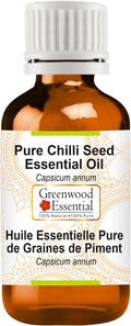 Greenwood Essential Chilli Seed Essential Oil (Capsicum annum) Pure | Non-Sticky | Non-Greasy | Lightweight | Men & Women | All Skin Types | Steam Distilled 30ml (1 oz)
