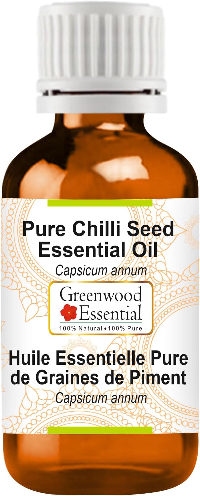 Greenwood Essential Chilli Seed Essential Oil (Capsicum annum) Pure | Non-Sticky | Non-Greasy | Lightweight | Men & Women | All Skin Types | Steam Distilled 30ml (1 oz)