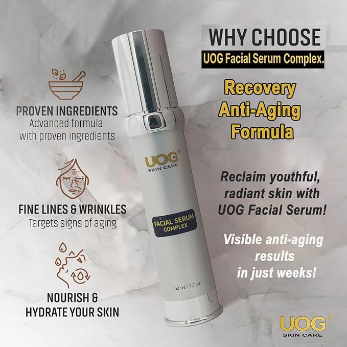 UOG (United One) Face Serum Complex – Hydrating & Firming Face Serum| Lifts, Tightens & Improves Skin Texture | Reduces Fine Lines & Wrinkles for Neck & Jawline | 50ml/1.7oz
