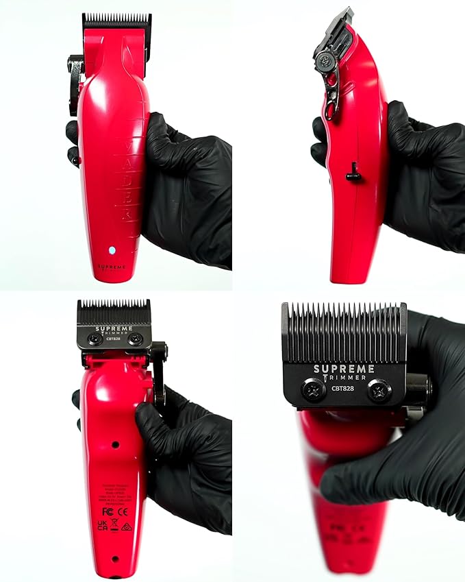 Supreme Trimmer Vader Clipper with DLC Taper Blade STC5098 | 210 Min Run Time 7500 RPM Hair Trimmer | Professional Brushless Motor Barber Clipper | Red