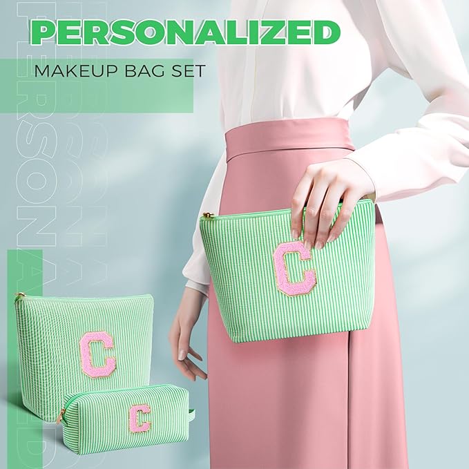 Customized Mothers Day Gifts - Birthday Gift for Mom,Gifts From Daughter,Mother in Law Gifts,Mama Gift Idea,Makeup Bag Set Cosmetic Bag - Green,C