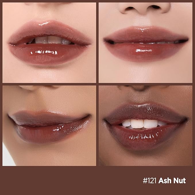 Laka Fruity Glam Tint, Glowing Lip Stain with Wide Color Spectrum, Hydrating & Lightweight Texture, Long-Lasting Bold Stain, Non-Sticky, Vegan, K-Beauty (#121 Ash Nut, 4.5g/0.15oz)