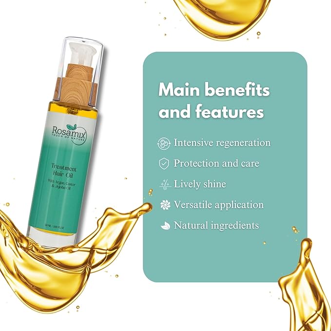 Nourishing Hair Oil – Argan Jojoba Avocado – Moisturizes Strengthens Split-End Repair – Lightweight Rosemary Scent 50ml