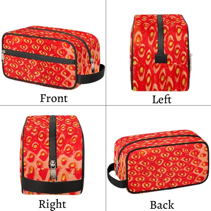 Strawberry Print Travel Toiletry Bag for Women Men Lightweight Cosmetic Makeup Bag Organizer Waterproof Shaving Bag Dopp Kit with Large Capacity for Toiletries and Shaving Accessories