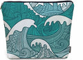 Women Makeup Organizer Bag Ocean Waves, Japanese Great Wave Ocean Sea Waves Flax Cosmetic Bag Makeup Bags Toiletry Bag Accessories Organizer Travel Bags For Home Bathroom Office Hotel Gym