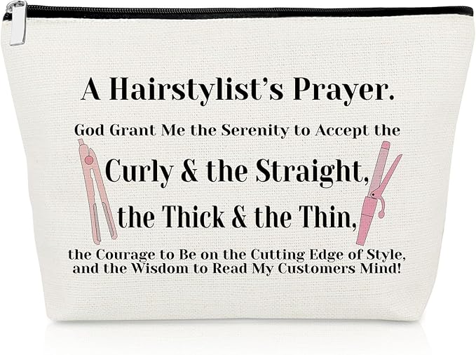 Hairdresser Gifts Hair Stylist Prayer Makeup Bag Hair Stylist Presents Hairstylist Gift Christian Appreciation Presents for Salon Religious Birthday Cosmetic Bag Cosmetology Graduation Travel Pouch