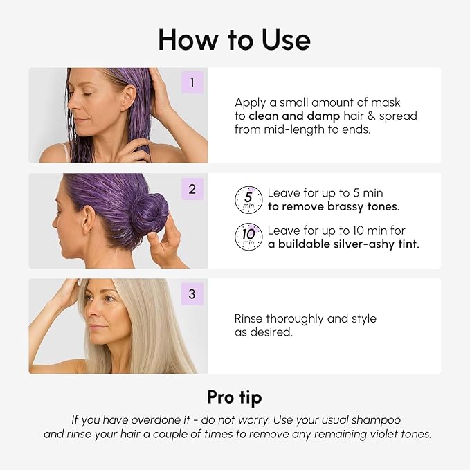 MAREE Deep Conditioning Purple Hair Mask for Blonde Hair – Purple Toner for Brassy, Bleached, Silver, or Color Treated Hair – Hair Repair Mask Keratin Hair Treatment – Matizador Para Cabello Rubio