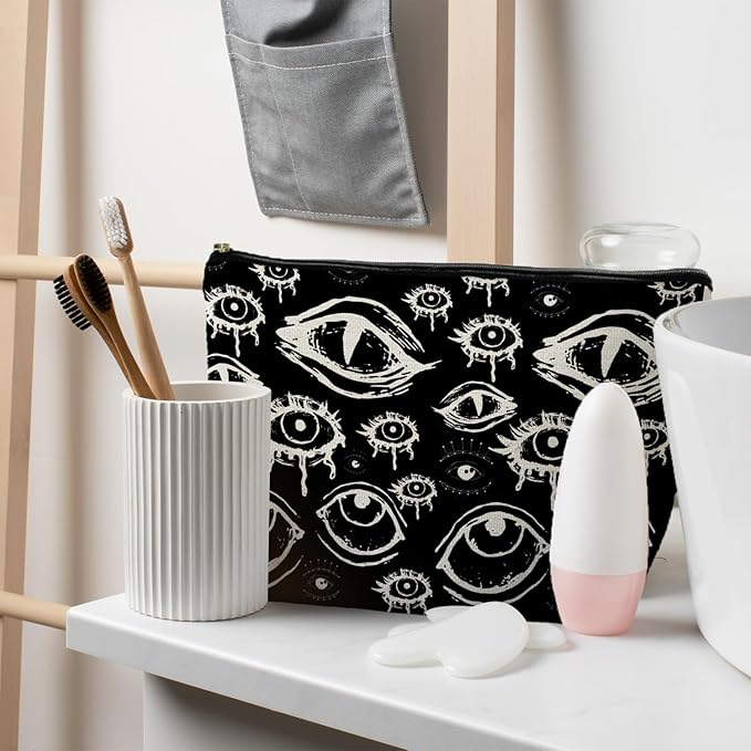 Goth Makeup Bag, Mystical Gothic Evil Eyes Witchy Cosmetic Bag Toiletry Bag for Women, Witch Stuff, Halloween Makeup Bag, Halloween Gifts for Women