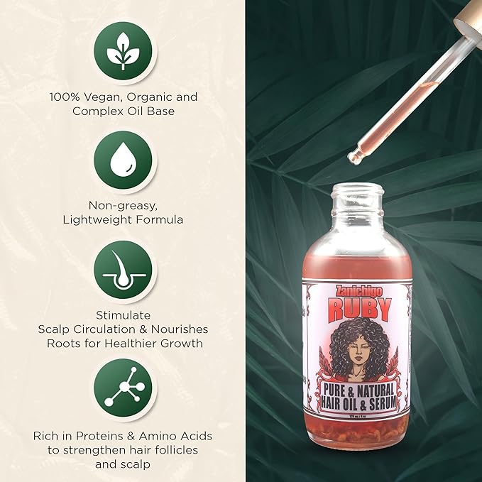 Ruby Hair Oil – Fenugreek Strengthening Serum for Dry, Damaged, Frizzy & Coarse Hair | Anti-Hair Fall | Anti-Hair Loss Hair Growth Oil Treatment | All-Natural | 2 Ounce