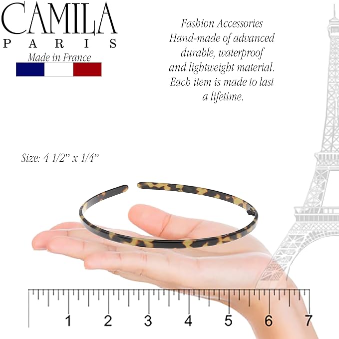 Camila Paris CP3469 French Headband for Women, Handmade Tokyo, Strong Hold Grip Women's Hair Band, Ligth and Very Flexible, No Slip and Durable Styling Girls Hair Accessories, Made in France