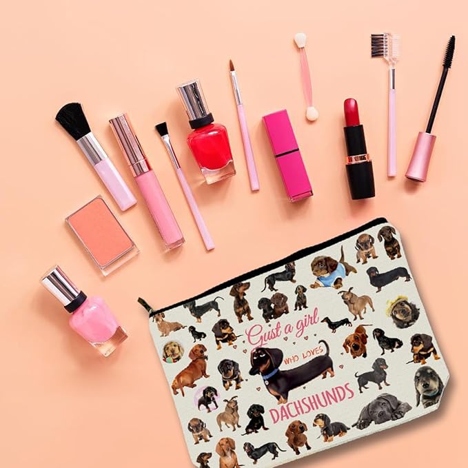 Dachshunds Makeup Bag For Dachshunds Lover Gift: Perfect Cosmetic Bag Just A Girl Who Love Dachshunds For Sisters, Friends,Teen Girls & Women.Ideal Gift For Travel, Birthdays, & Christmas.