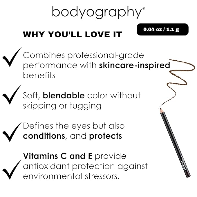 Bodyography Cream Eye Pencil, Virgin - White Wooden Eyeliner for Eyes & Eyebrows, Long-Lasting Cruelty-Free Coconut Oil Cosmetic Liner