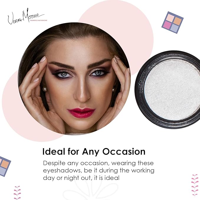 Vera Moore Eyeshadow, Highly Pigmented Eyeshades and Textures, Provide Bold and Lasting Looks, Suitable for Any Event, Easily Blendable Eye Makeup in Multiple Shades. (Icy)