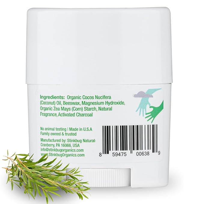 Stinkbug Naturals Organic Aluminum Free Travel Size Deodorant Stick with Tea Tree, Coconut Oil, Paraben Free, Sensitive Skin Deodorant, 0.75 Ounce Pack of 9