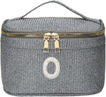 EURYNOME Makeup Bag with Custom Letter O, Water-Resistant Travel Organizer Pouch, (8.3x5.1x5.1 Inch) Cosmetic Case for Women