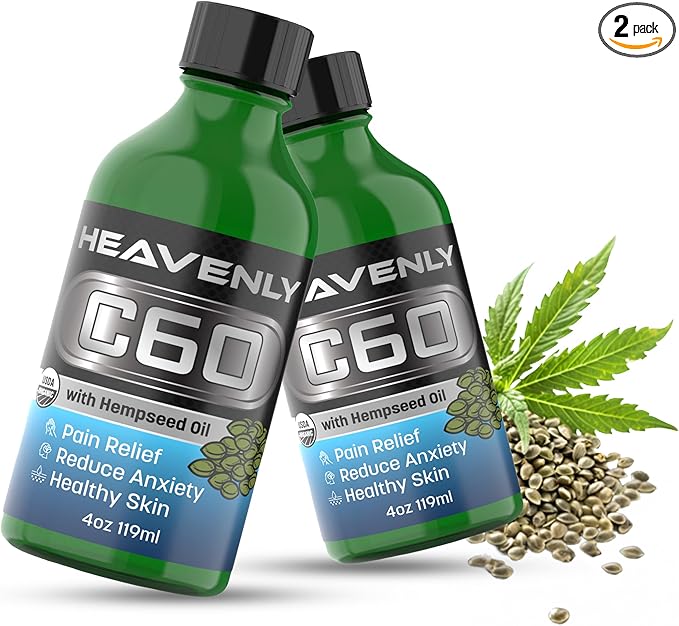 HNP Labs C60 Organic Hemp Seeds Oil - 99.99% C60, Food-Grade Supplement for Longevity & Wellness - 80mg C60 Organic Hemp Oil Boost Vitality, Anti-Aging Formula for Radiant Skin Lab-Tested for Purity