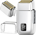 Electric Foil Shavers for Men, 3 Speed Electric Razor for Men, High Speed Dual Floating Blades, IPX7 Waterproof Wet & Dry, LED Display, USB Type C Charging, Foil Razor for Face/Beard/Head (Silver)