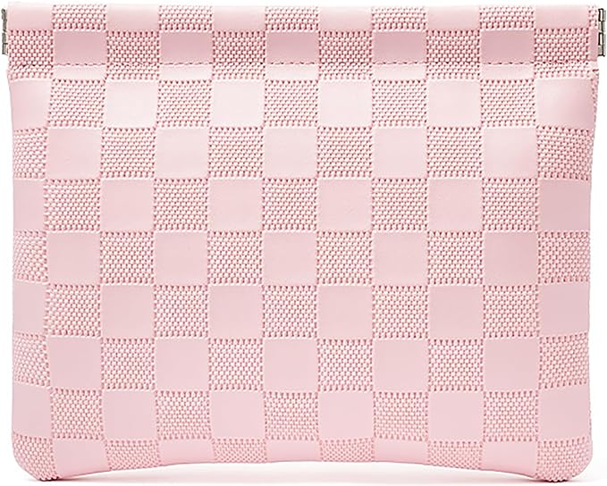 Leather Pocket Cosmetic Bag for Purse,Coin Purse Lipstick Cosmetic Accessories Organizer, Travel Kit Storage Pouch,Waterproof Portable No Zipper Self-closing
