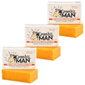 Grown Ass Man Co. - Solid Shampoo Bar Rich Lather 3 in 1: Hair, Beard & Body Wash - Plastic Free & Eco-Friendly, Natural & Organic Clean for All Hair Types, 4oz Bar (Mister Sunshine, 3-Pack)