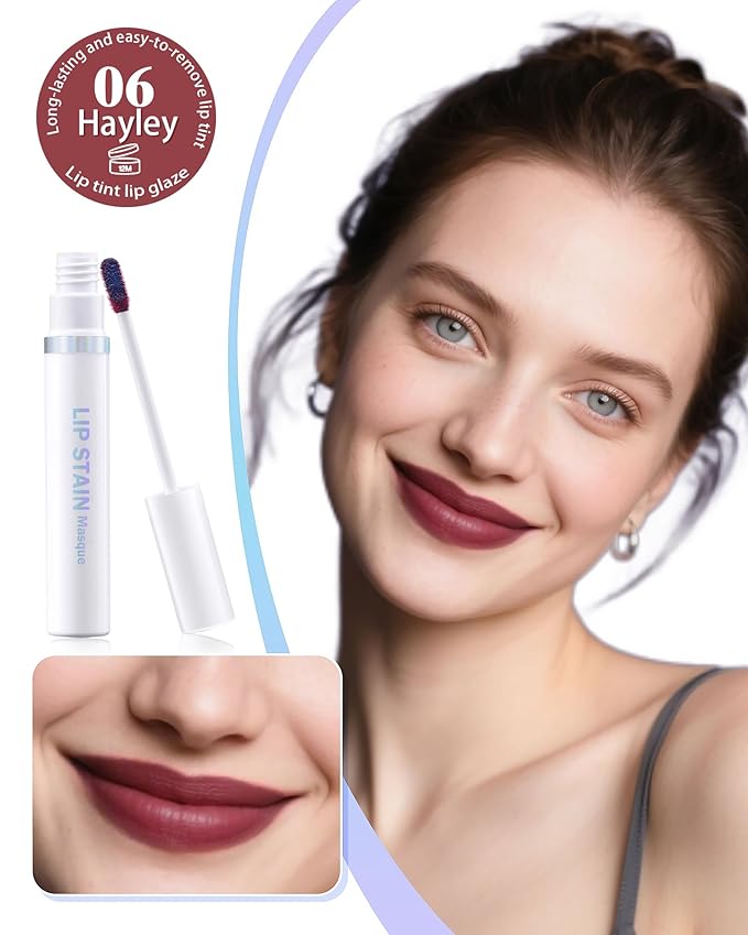 Lip Stain Masque Lip Liner Stain Long Lasting Waterproof Lip Tint Stain Semi-Permanent Lip Tattoo Transfer Proof Non-Drying Matte Finish Suitable for Women's Daily Lip Makeup